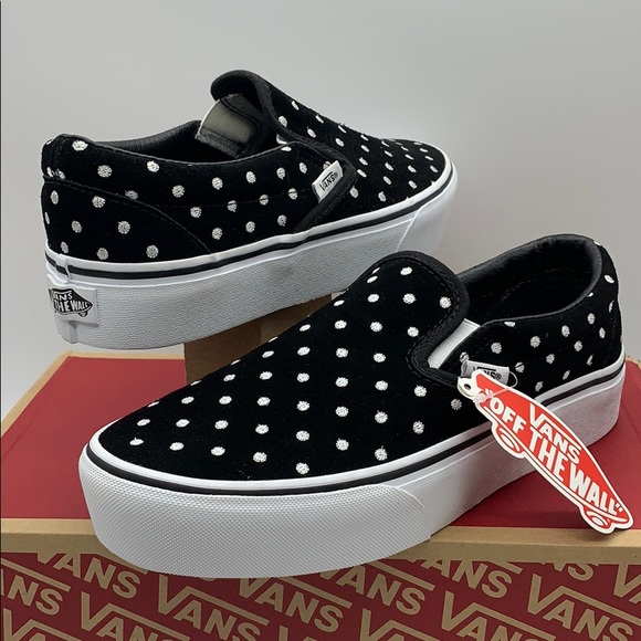 ••VANS CLASSIC SLIP ON Platform Suede Polka Dot WM - Picture 14 of 16